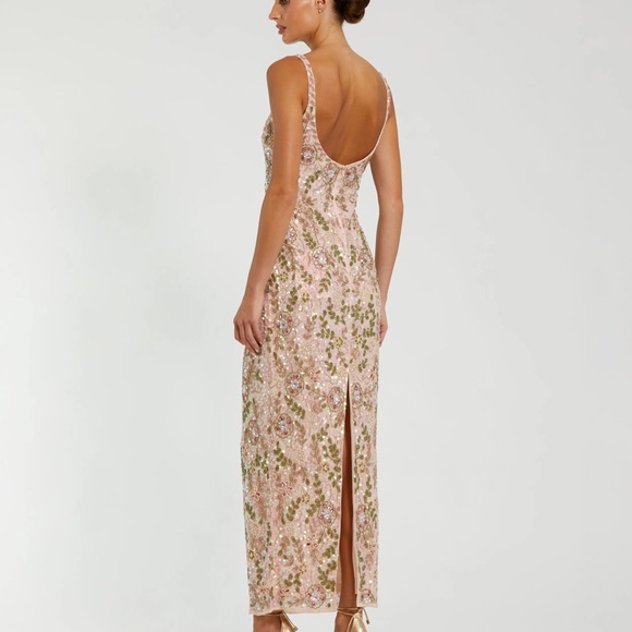 Mac Duggal Gold Sequin Slip Maxi Dress - Picture 2 of 7